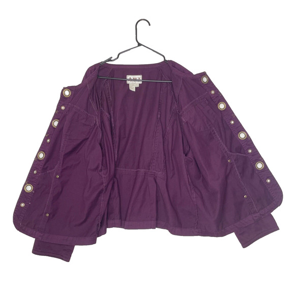 Y2K Vtg AMI Women Purple Cotton Jacket 2X Cyberpunk Grommets Metal Biker Grunge - Picture 3 of 7